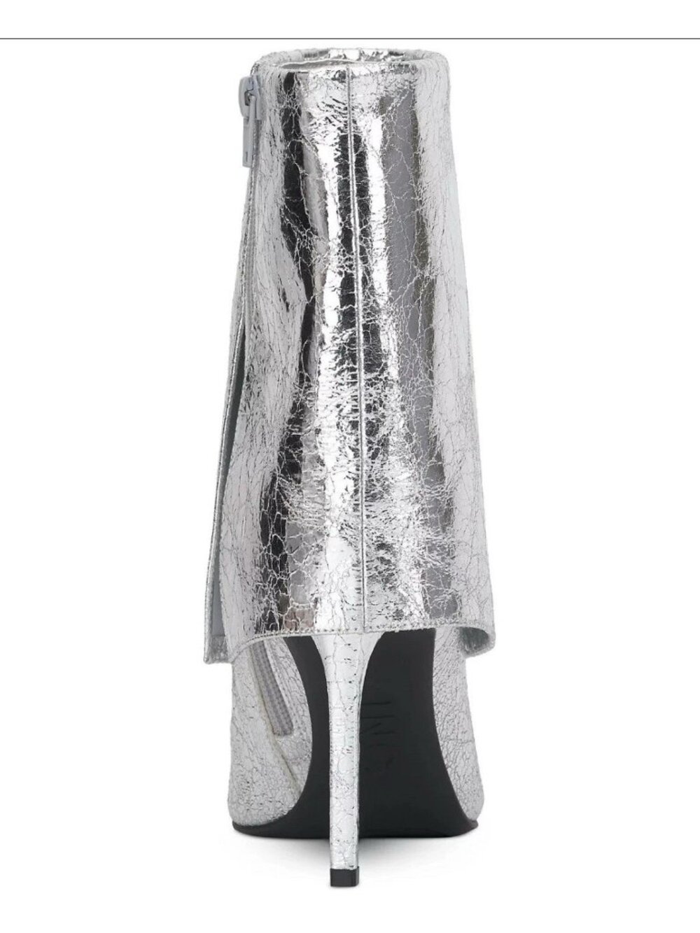 New INC Women’s Sabeel Bootie Silver Crinkle Leather Fold-Over Cuff  8.5M - Picture 4 of 5